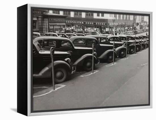 Black Cars and Meters, Omaha, Nebraska, c.1938-John Vachon-Framed Stretched Canvas