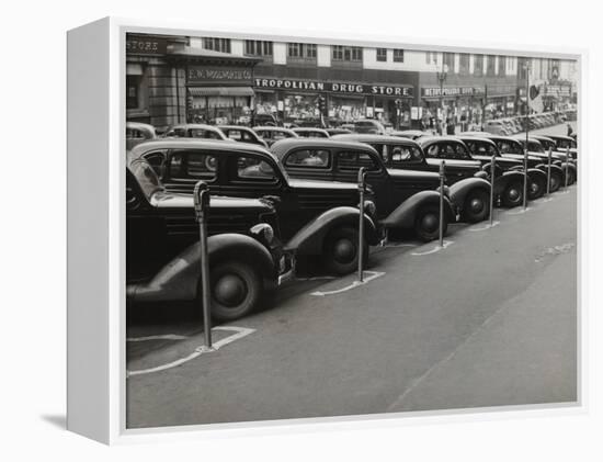 Black Cars and Meters, Omaha, Nebraska, c.1938-John Vachon-Framed Stretched Canvas