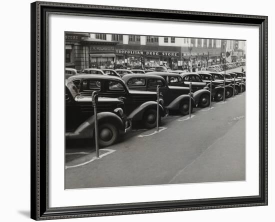 Black Cars and Meters, Omaha, Nebraska, c.1938-John Vachon-Framed Photo