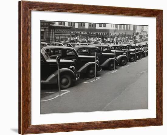 Black Cars and Meters, Omaha, Nebraska, c.1938-John Vachon-Framed Photo