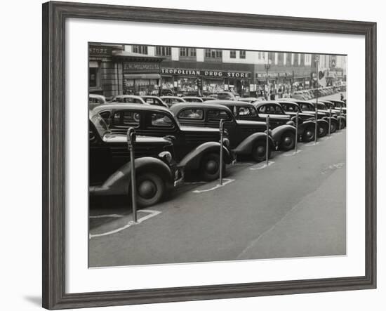 Black Cars and Meters, Omaha, Nebraska, c.1938-John Vachon-Framed Photo