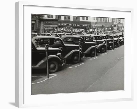 Black Cars and Meters, Omaha, Nebraska, c.1938-John Vachon-Framed Photo