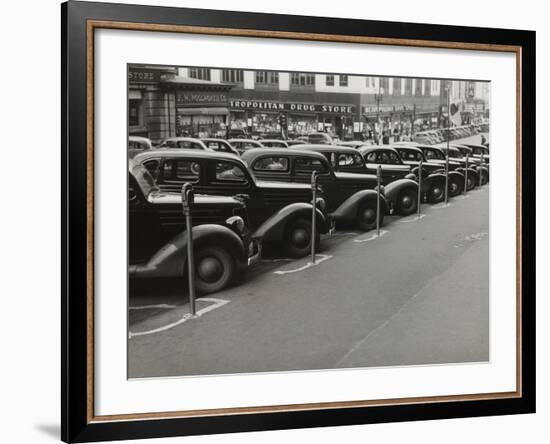 Black Cars and Meters, Omaha, Nebraska, c.1938-John Vachon-Framed Photo