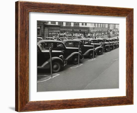 Black Cars and Meters, Omaha, Nebraska, c.1938-John Vachon-Framed Photo