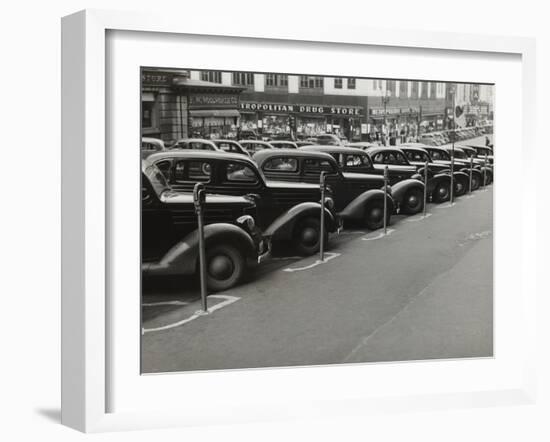 Black Cars and Meters, Omaha, Nebraska, c.1938-John Vachon-Framed Photo