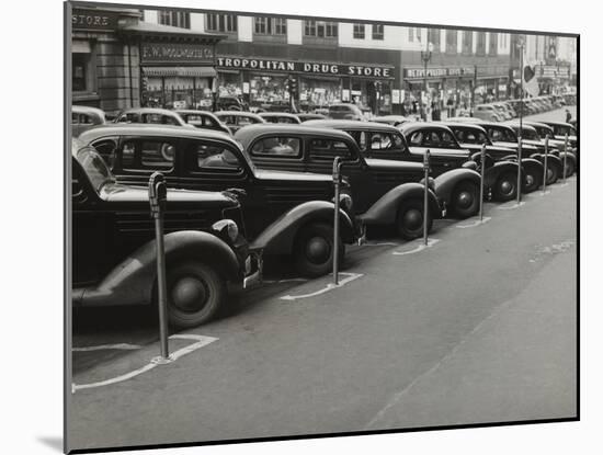 Black Cars and Meters, Omaha, Nebraska, c.1938-John Vachon-Mounted Photo