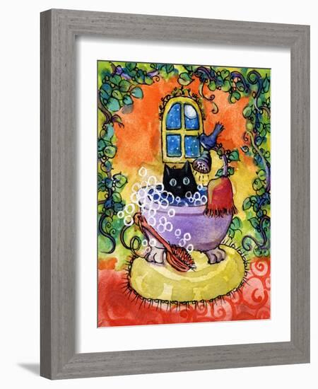 Black Cat Bath-sylvia pimental-Framed Art Print