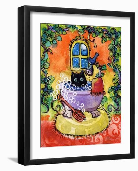 Black Cat Bath-sylvia pimental-Framed Art Print