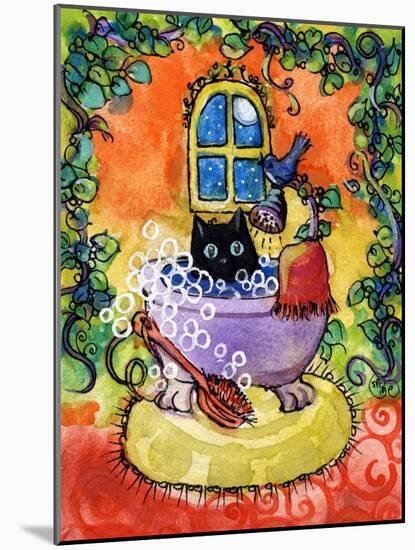 Black Cat Bath-sylvia pimental-Mounted Art Print