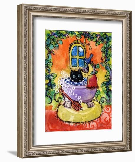 Black Cat Bath-sylvia pimental-Framed Art Print