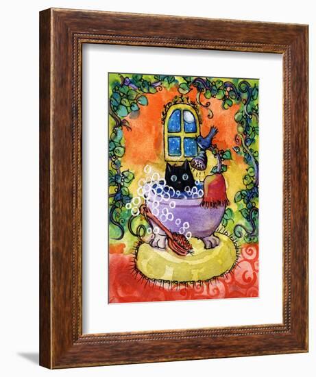 Black Cat Bath-sylvia pimental-Framed Art Print