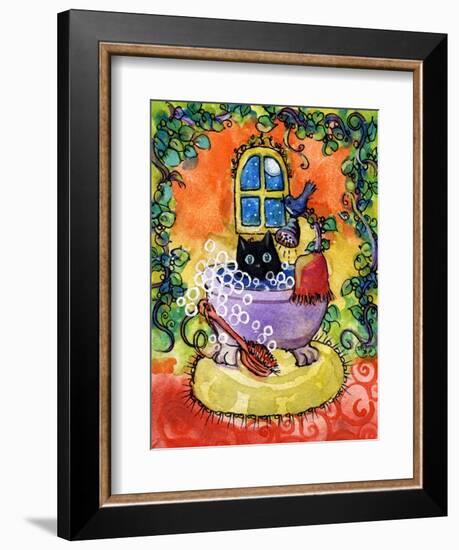 Black Cat Bath-sylvia pimental-Framed Art Print