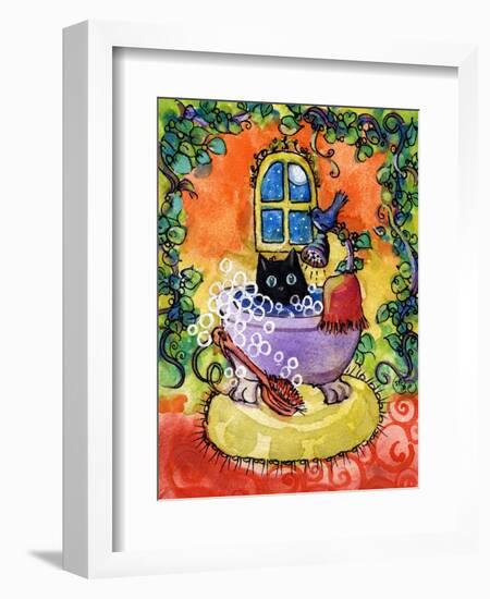 Black Cat Bath-sylvia pimental-Framed Art Print