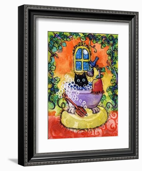 Black Cat Bath-sylvia pimental-Framed Art Print