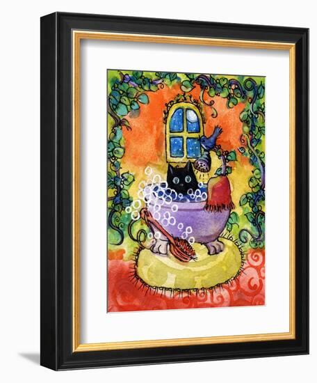 Black Cat Bath-sylvia pimental-Framed Art Print