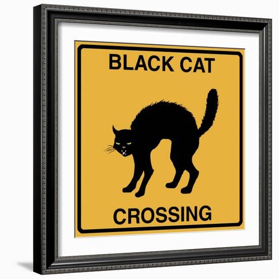 Black Cat Crossing-Tina Lavoie-Framed Giclee Print