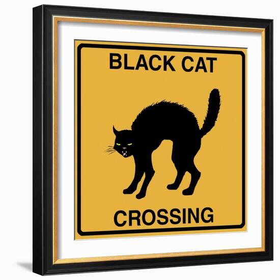 Black Cat Crossing-Tina Lavoie-Framed Giclee Print