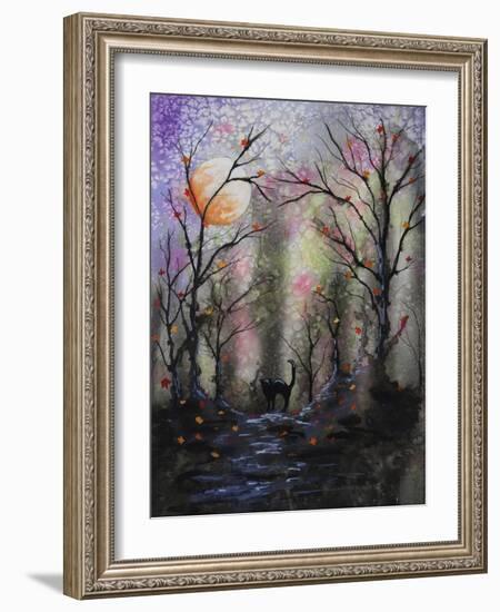 Black Cat in Forest-Michelle Faber-Framed Giclee Print