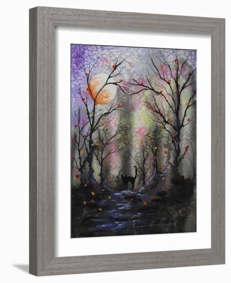 Black Cat in Forest-Michelle Faber-Framed Giclee Print