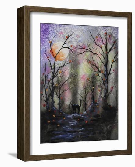 Black Cat in Forest-Michelle Faber-Framed Giclee Print