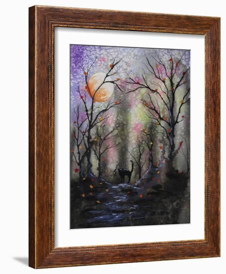 Black Cat in Forest-Michelle Faber-Framed Giclee Print