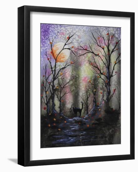 Black Cat in Forest-Michelle Faber-Framed Giclee Print