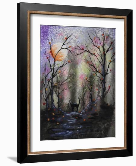 Black Cat in Forest-Michelle Faber-Framed Giclee Print