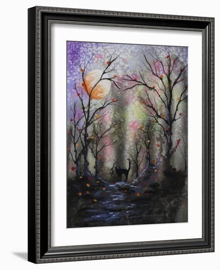 Black Cat in Forest-Michelle Faber-Framed Giclee Print