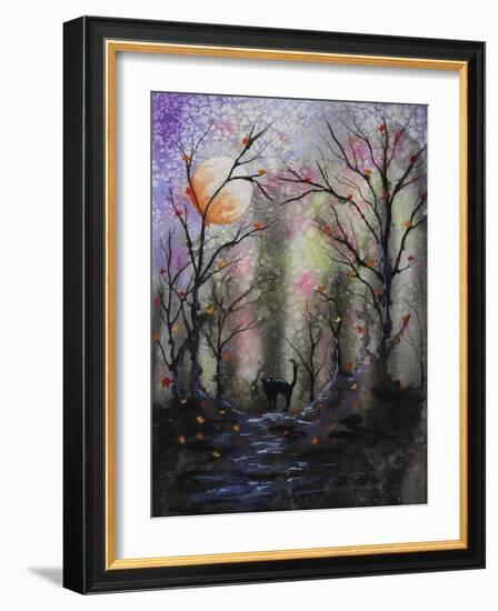 Black Cat in Forest-Michelle Faber-Framed Giclee Print