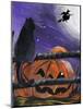 Black Cat in Pumpkin Patch Halloween-sylvia pimental-Mounted Art Print