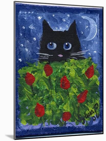 Black Cat in the Tulips-sylvia pimental-Mounted Art Print