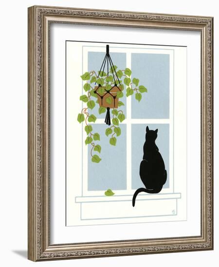 Black Cat on a Window Sill-Crockett Collection-Framed Giclee Print