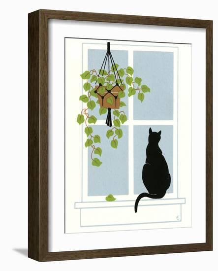 Black Cat on a Window Sill-Crockett Collection-Framed Giclee Print