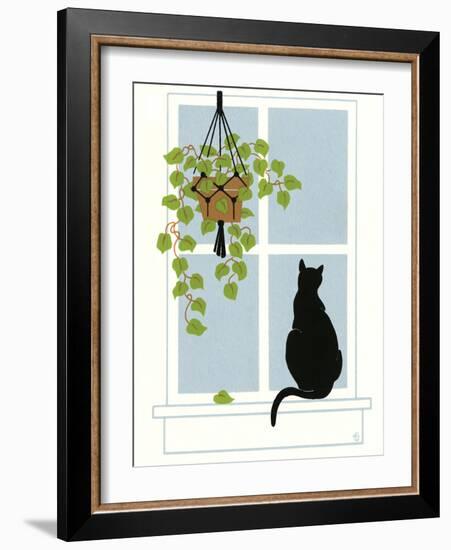 Black Cat on a Window Sill-Crockett Collection-Framed Giclee Print