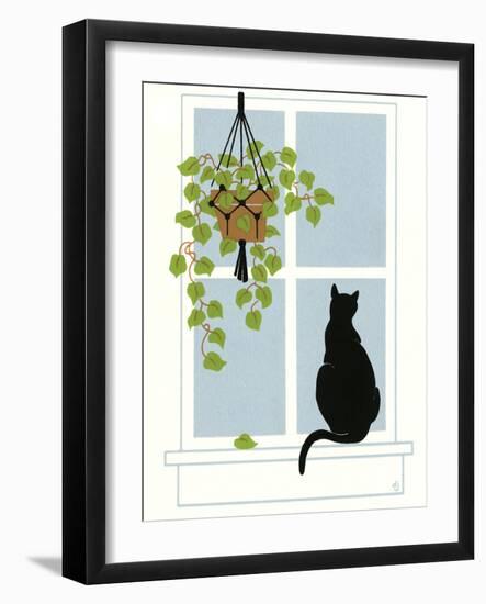 Black Cat on a Window Sill-Crockett Collection-Framed Giclee Print