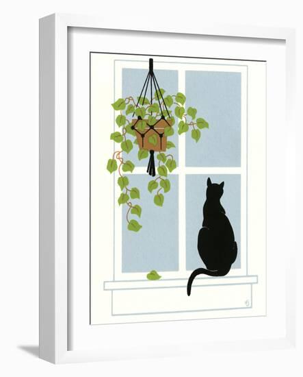 Black Cat on a Window Sill-Crockett Collection-Framed Giclee Print