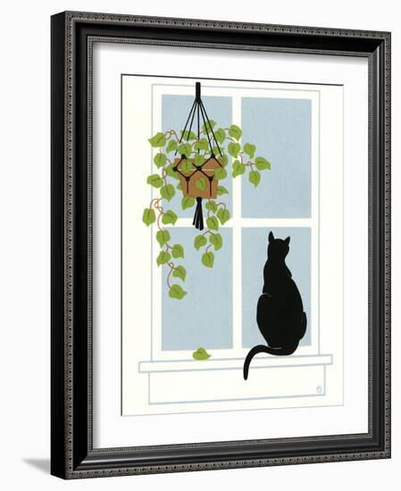 Black Cat on a Window Sill-Crockett Collection-Framed Giclee Print