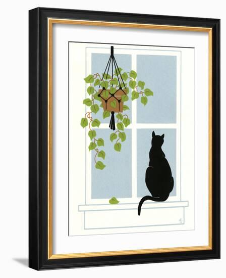 Black Cat on a Window Sill-Crockett Collection-Framed Giclee Print