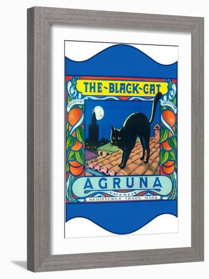 Black Cat Oranges-null-Framed Art Print