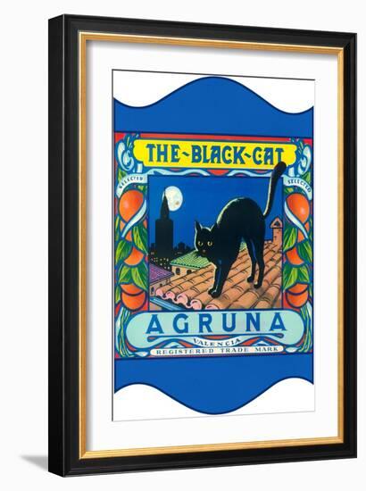 Black Cat Oranges-null-Framed Art Print