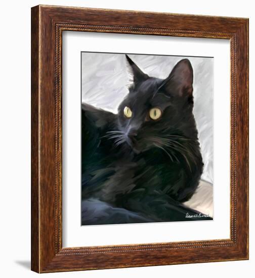 Black Cat Portrait-Robert Mcclintock-Framed Art Print