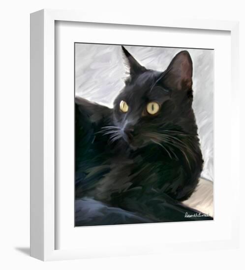 Black Cat Portrait-Robert Mcclintock-Framed Art Print