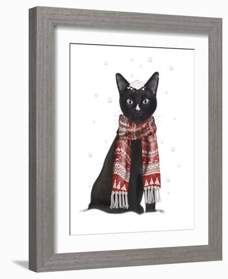 Black Cat, Red Scarf-Fab Funky-Framed Art Print