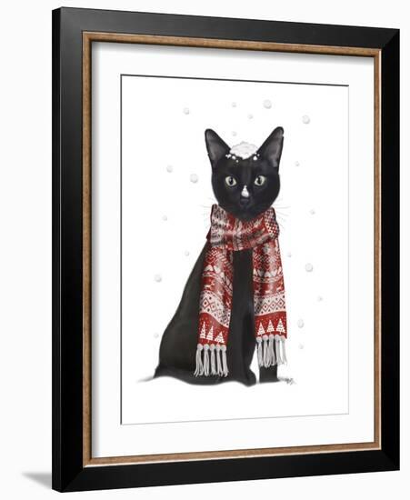 Black Cat, Red Scarf-Fab Funky-Framed Art Print