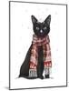 Black Cat, Red Scarf-Fab Funky-Mounted Art Print