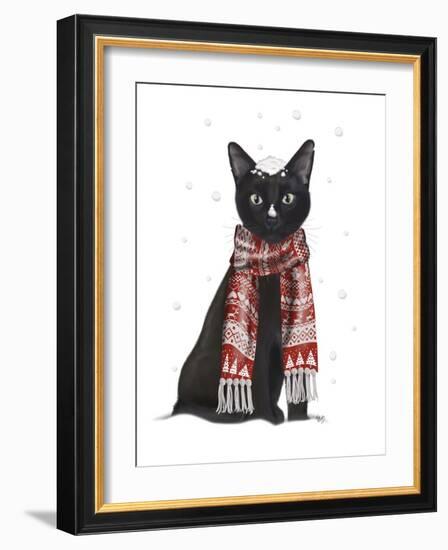 Black Cat, Red Scarf-Fab Funky-Framed Art Print