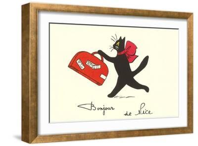 'Black Cat with Suitcase, French 