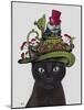 Black Cat with Teapot and Owl-Fab Funky-Mounted Art Print