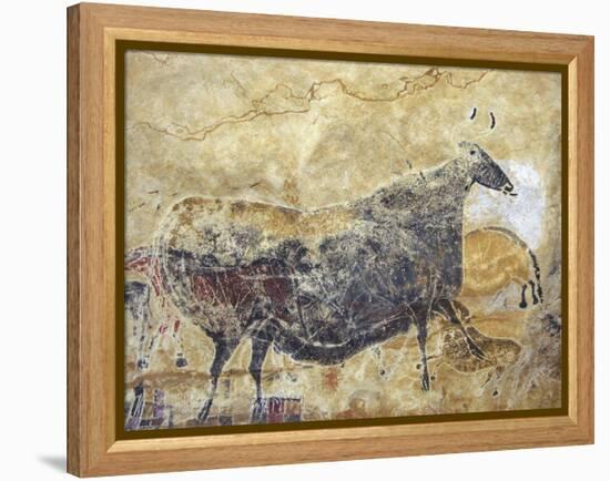 Black Cow Cave Painting at Lascaux-null-Framed Premier Image Canvas