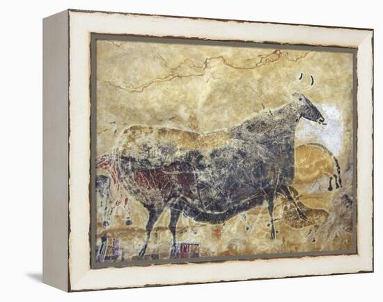 Black Cow Cave Painting at Lascaux-null-Framed Premier Image Canvas